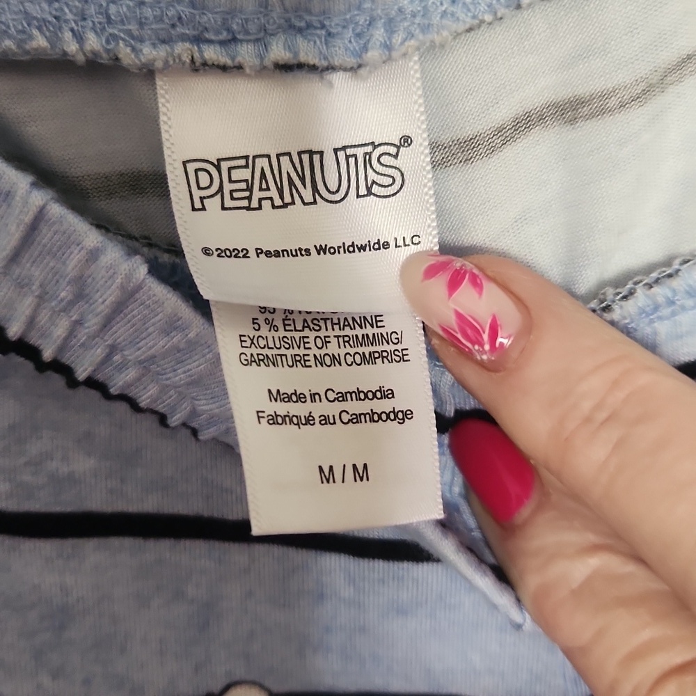 Peanuts Snoopy Cozy Pajama Shorts | Medium | Blue Striped Lounge Shorts - Picture 8 of 10